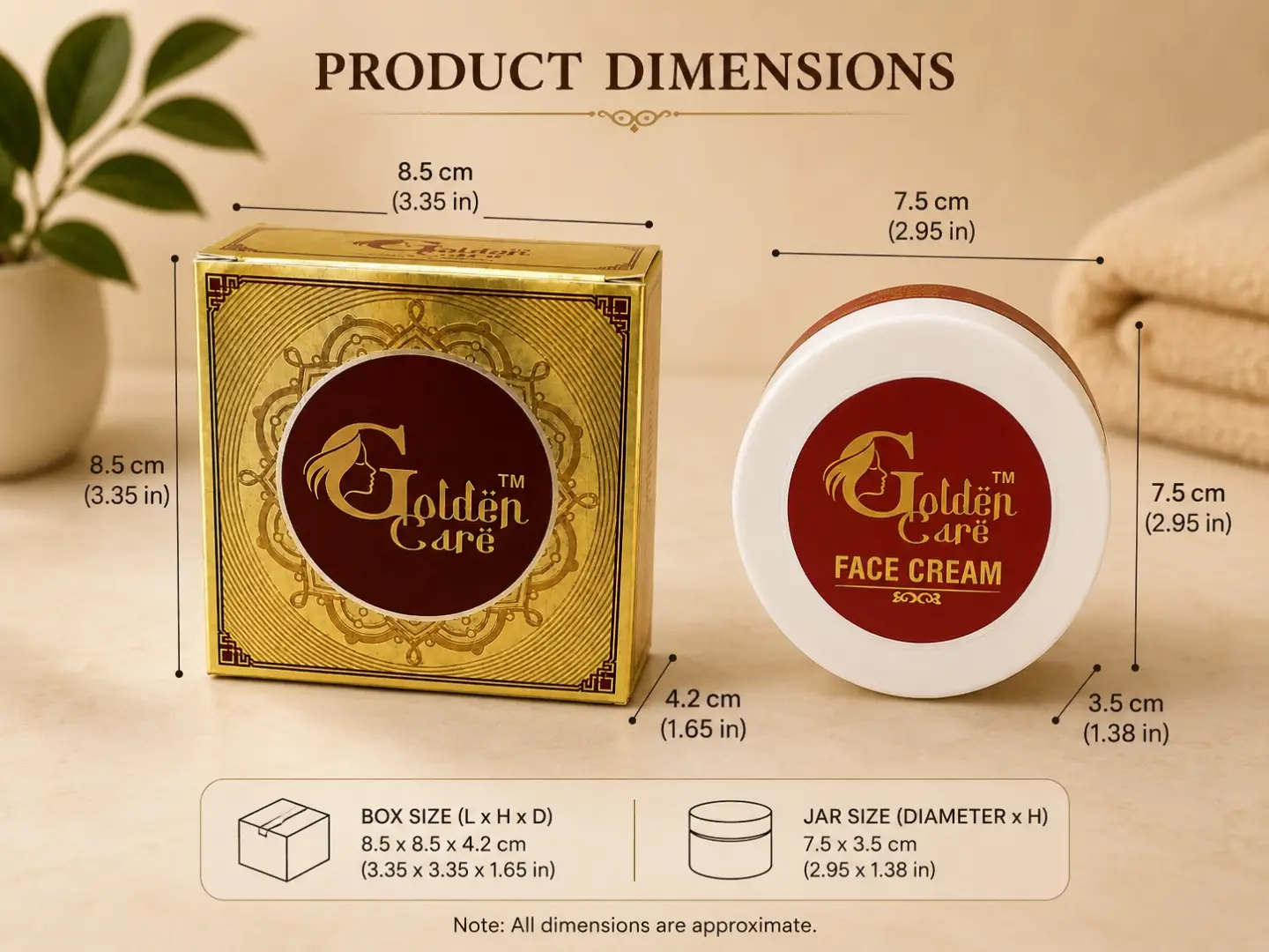 Golden Care Face Cream product dimensions